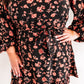 Long Sleeve Black Floral Dress With Tie Belt In Midnight Rose 11.21