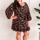 Long Sleeve Black Floral Dress With Tie Belt In Midnight Rose 11.21