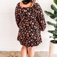 Long Sleeve Black Floral Dress With Tie Belt In Midnight Rose 11.21