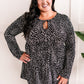 Tie Front Tiered Top In Black & White Animal Print 11.22
