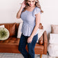I Flit, I Float Baby Blue Smocked Flutter Sleeve Top