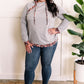 Grey Button Detail Shoulder Hoodie In Navy Florals 11.24