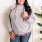 Grey Button Detail Shoulder Hoodie In Navy Florals 11.24