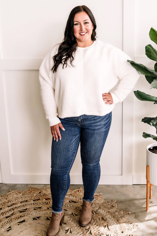 Cozy Soft Teddy Pullover In Ivory