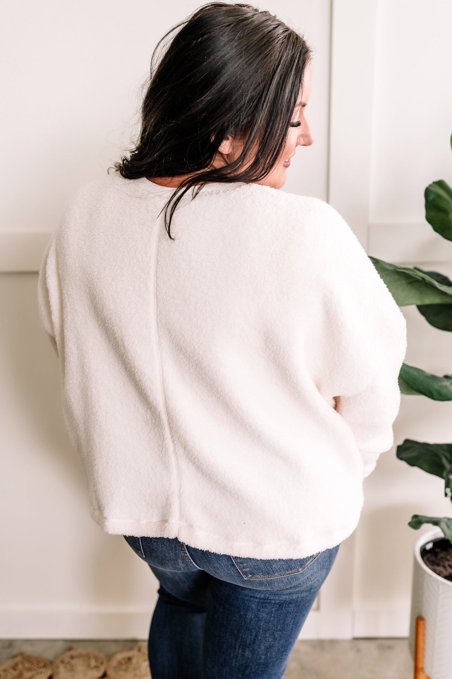 Cozy Soft Teddy Pullover In Ivory