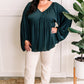 Elegant Shadowed Blouse With Tie Back Detail In Midnight Emerald 11.20