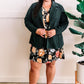 Empire Waist Dress With Tie Back Detail In Black & Warm Florals 11.21