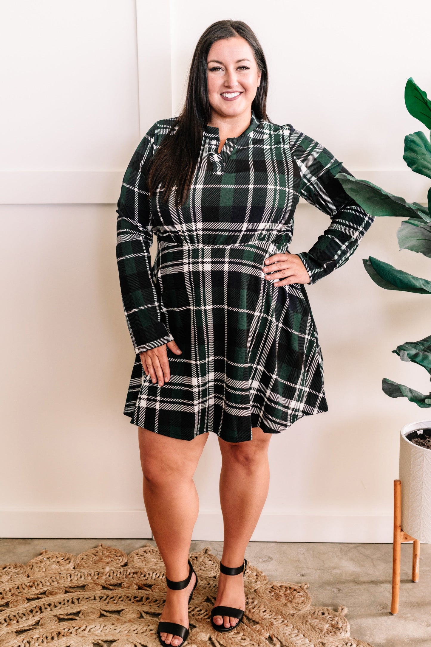 Front Dress With Attached Shorts In Tartan Plaid Green 11.22