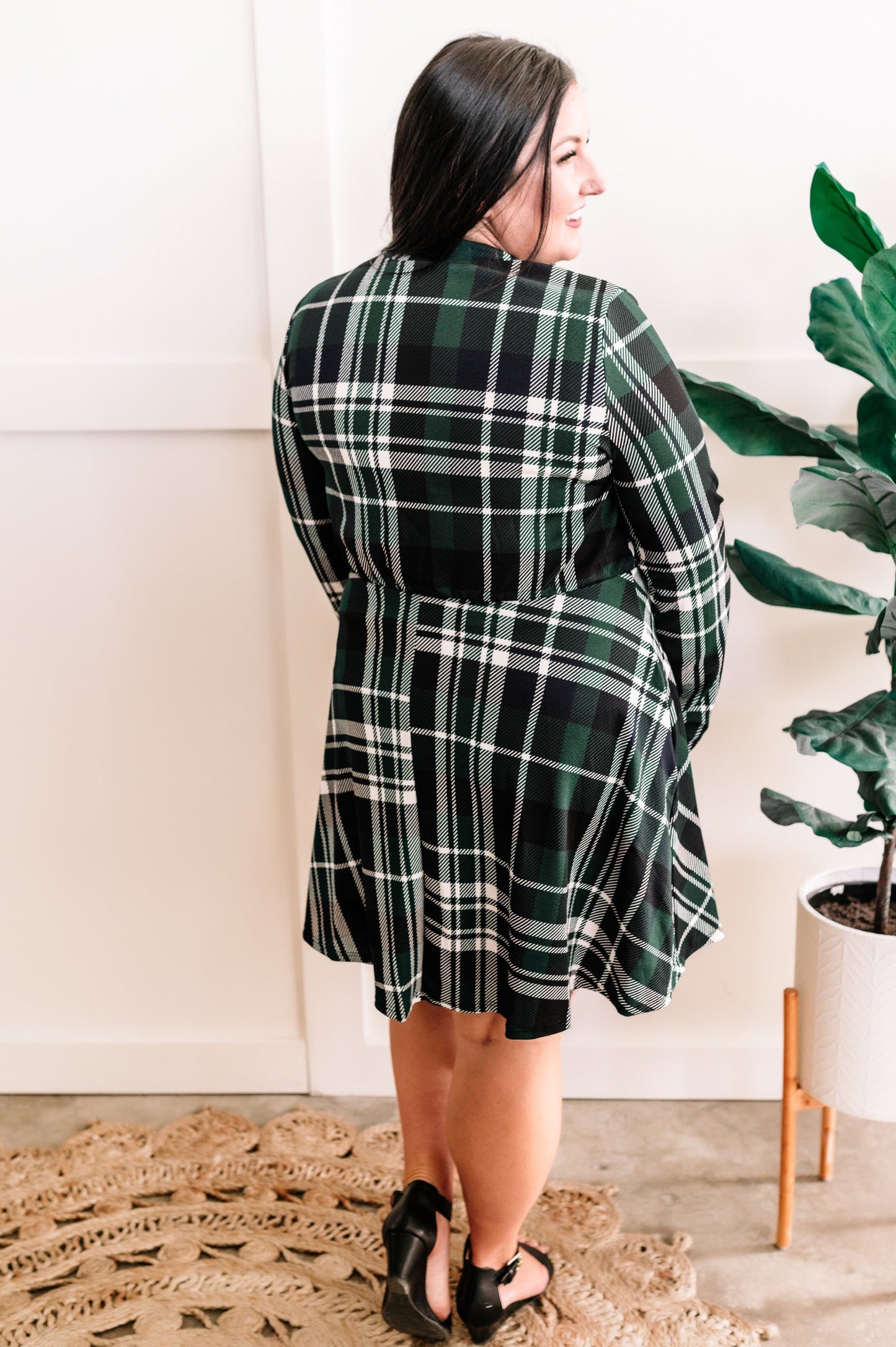 Front Dress With Attached Shorts In Tartan Plaid Green 11.22