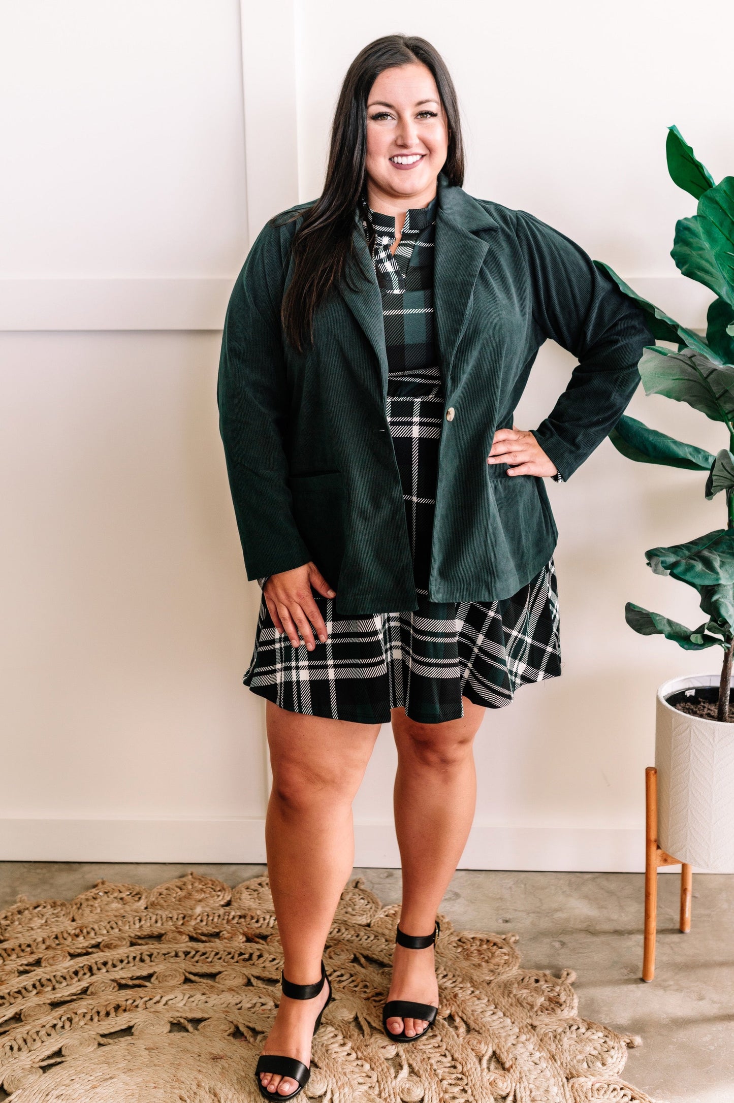 Front Dress With Attached Shorts In Tartan Plaid Green 11.22