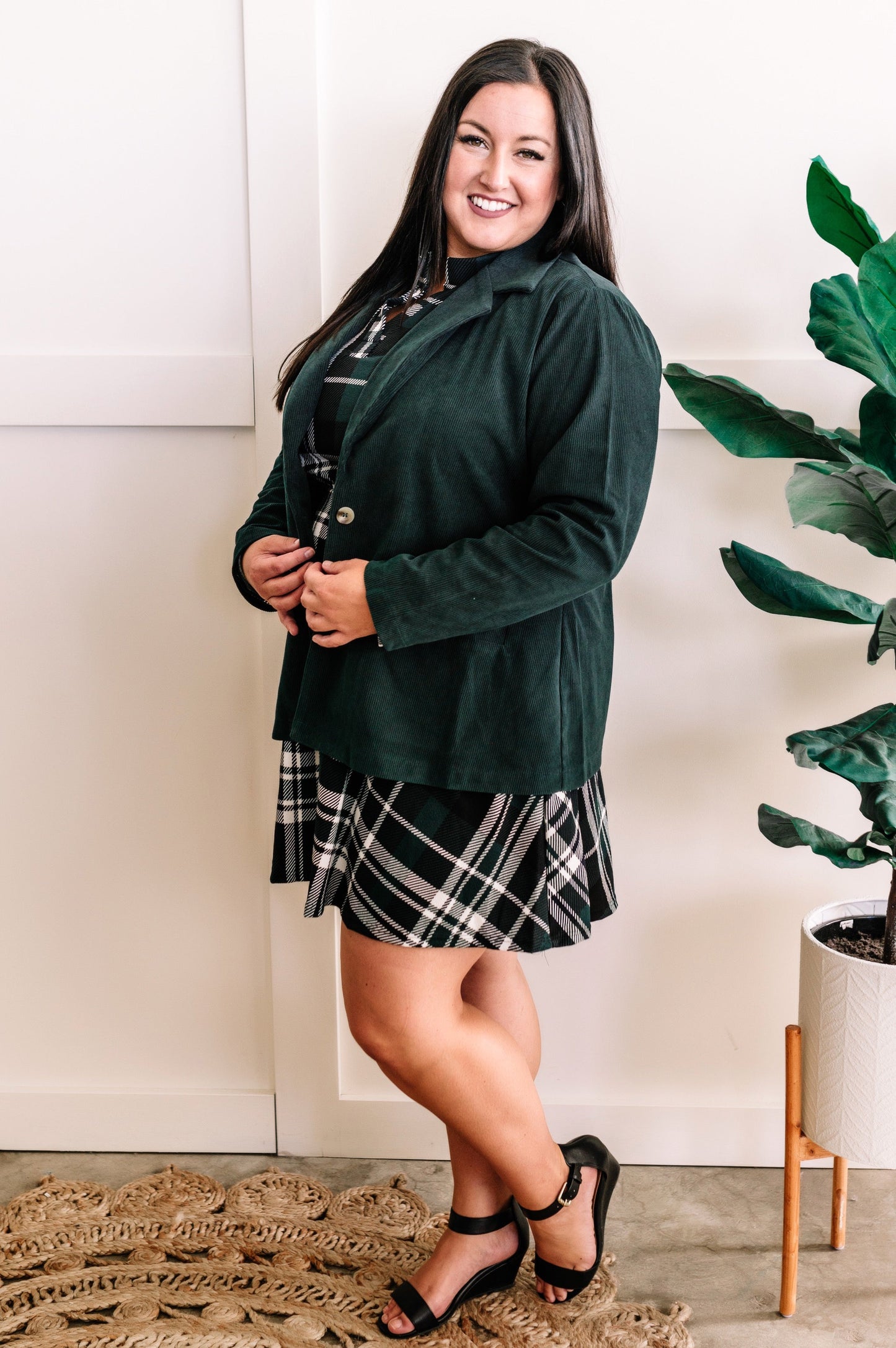 Front Dress With Attached Shorts In Tartan Plaid Green 11.22