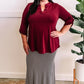 Gabby Front Top With Button Sleeve Detail In Wine