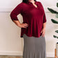 Gabby Front Top With Button Sleeve Detail In Wine