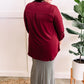 Gabby Front Top With Button Sleeve Detail In Wine