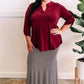 Gabby Front Top With Button Sleeve Detail In Wine