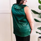 Satin Ruffled V Neck Blouse In Rich Emerald Green 11.21