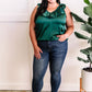 Satin Ruffled V Neck Blouse In Rich Emerald Green 11.21