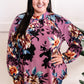 Mock Neck Long Sleeve Floral Top In French Violet 11.20