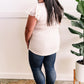 Button Front Top With Lace Sleeves In Crisp Morning