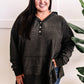 Cozy Oversized Button Front Hooded Pullover In Deep Grey 11.22