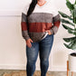 V Neck Long Sleeve Color Block Top In Rust & Neutral Leopard 11.22