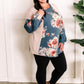 Long Sleeve Color Block Top In Cream With Blue Florals 11.21