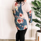 Long Sleeve Color Block Top In Cream With Blue Florals 11.21