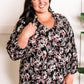 V Neck Blouse With Ruffle Detail In Abstract Florals