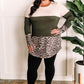 Color Block Tunic With Button Detailed Back In Olive & Animal Print
