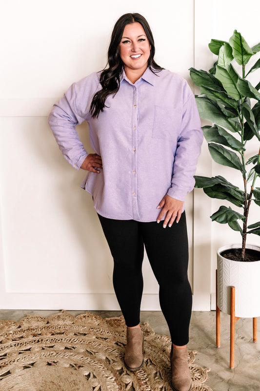 Minky Lined Shacket In Shimmering Violet