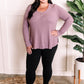 Button Front Long Sleeve Knit Henley In Dusty Lavender