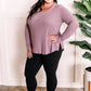 Button Front Long Sleeve Knit Henley In Dusty Lavender