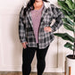 Hooded Flannel Shacket In Grey Plaid