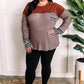 Waffle Knit Long Sleeve Top In Rust & Beige With Snowflake Detail 11.24
