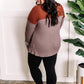 Waffle Knit Long Sleeve Top In Rust & Beige With Snowflake Detail 11.24