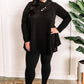 Crossover Cowl Neck Fit & Flare Tunic Sweater In Black 11.20