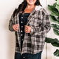 Hooded Flannel Shacket In Grey Plaid