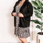 Open Front Feather Cardigan In Black
