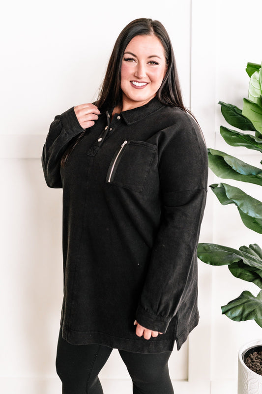 Sweatshirt Tunic In Costal Black 11.21