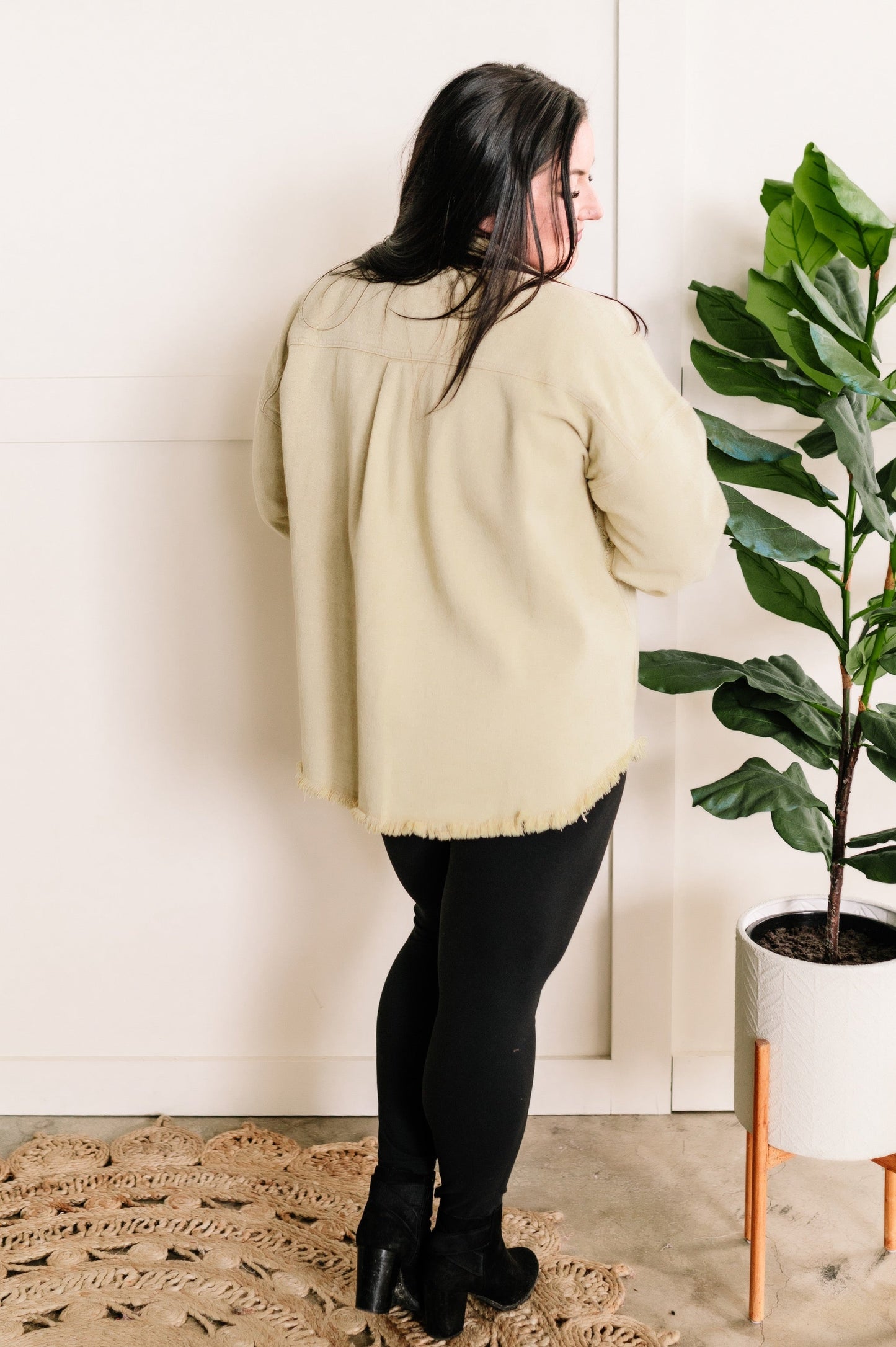Mineral Wash Button Down Denim Jacket In Fall Pear
