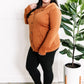 Cable Knit Hooded Cardigan In Burnt Orange