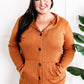 Cable Knit Hooded Cardigan In Burnt Orange