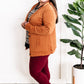 Cable Knit Hooded Cardigan In Burnt Orange