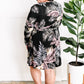 Black Surplice Dress With Tie Belt Detail In Palm Fans