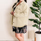 Black Surplice Dress With Tie Belt Detail In Palm Fans