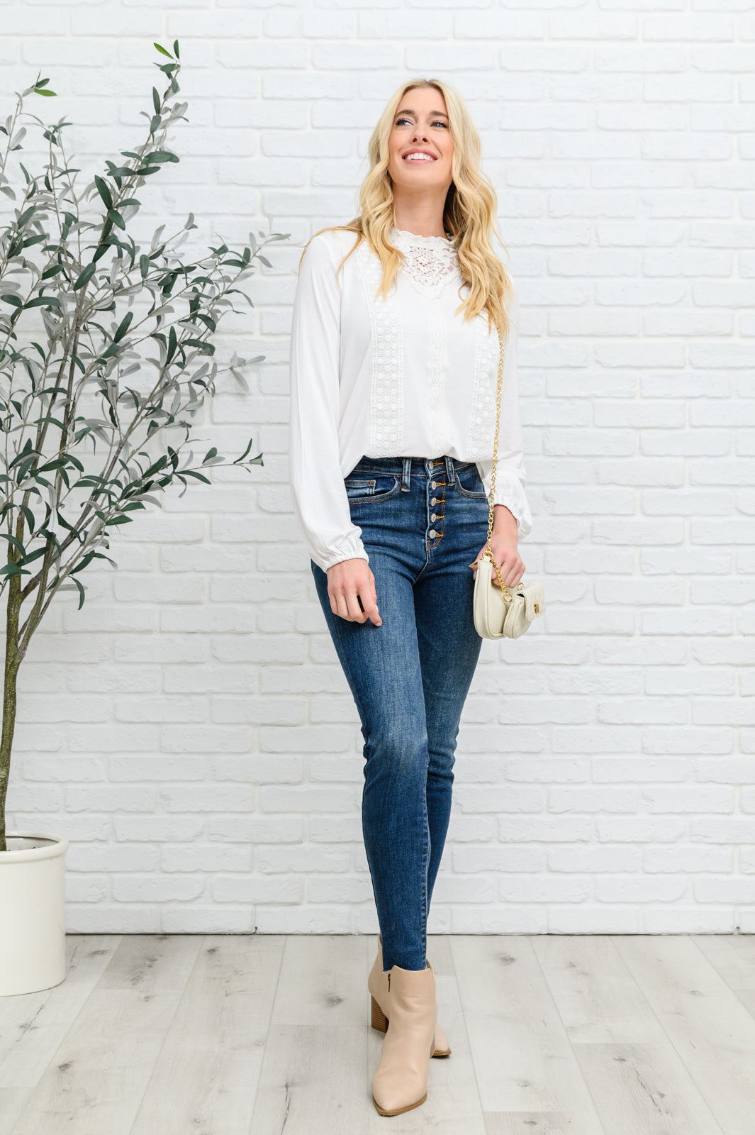 Judy Blue Hi-Rise Button Fly Cut Off Skinny