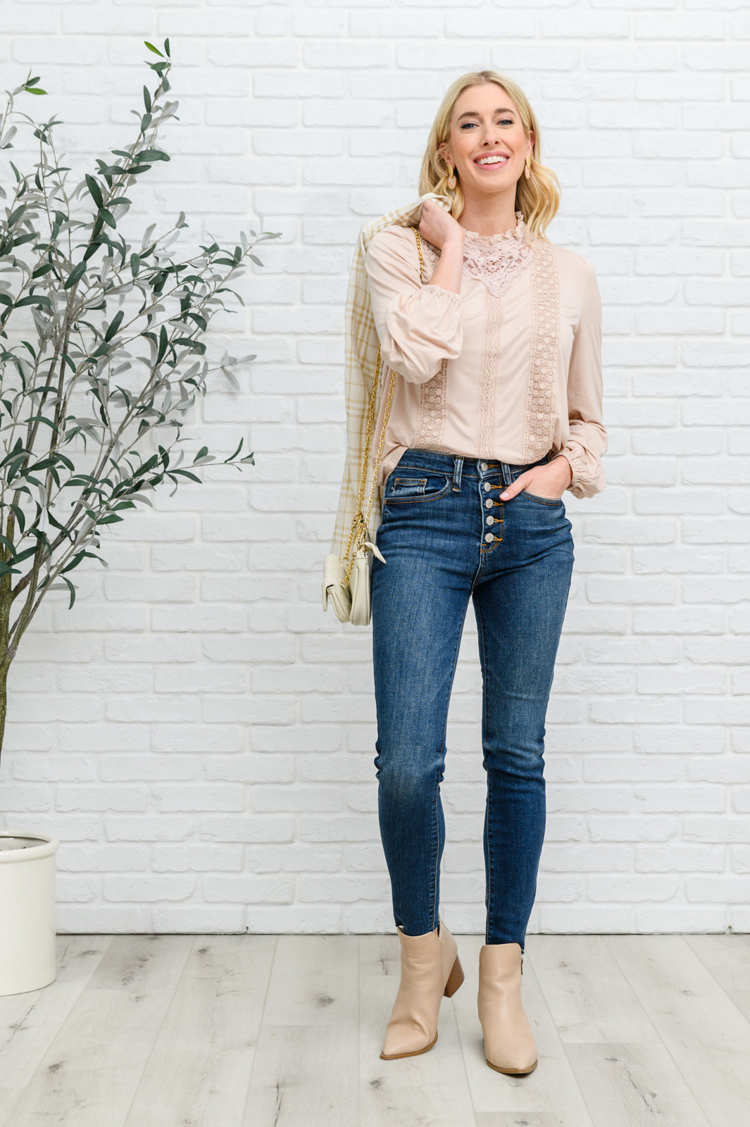 Judy Blue Hi-Rise Button Fly Cut Off Skinny