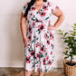 Surplice Midi Dress In Rose Print & Ivory Teal