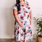 Surplice Midi Dress In Rose Print & Ivory Teal