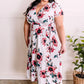 Surplice Midi Dress In Rose Print & Ivory Teal